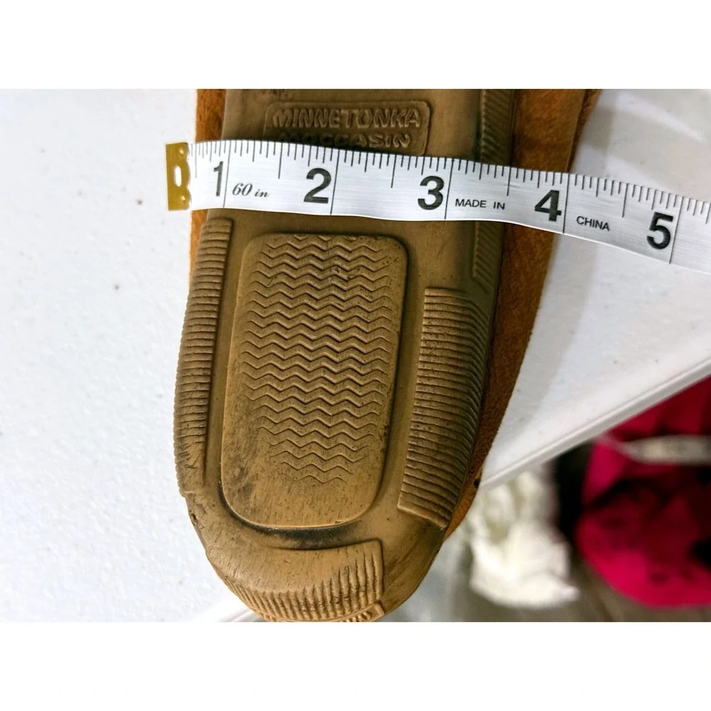 Vintage Minnetonka Moccasins  Men's Real Leather Size 9.5 Light Brown 1980's